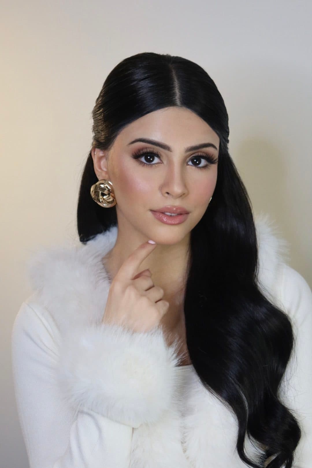 Sleek editorial look with sculpted brows